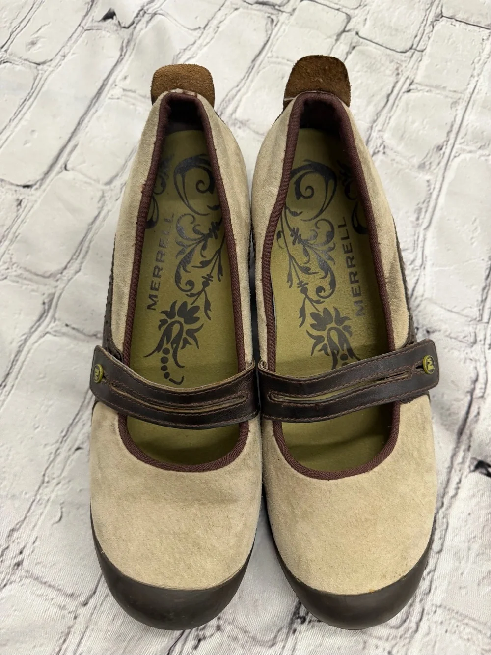 Merrell Plaza Bandeau Dark Taupe Mary Jean Shoes Size 9.5 Women’s GorpCore Wedge